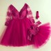 Set mama-fiica din broderie si tulle fuchsia